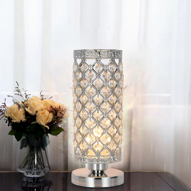 Modern LED Crystal Table Lamp Silver Indoor Decorative Lamp For Bedroom Bedside Living Room Bar Dining Table Atmosphere Lamp