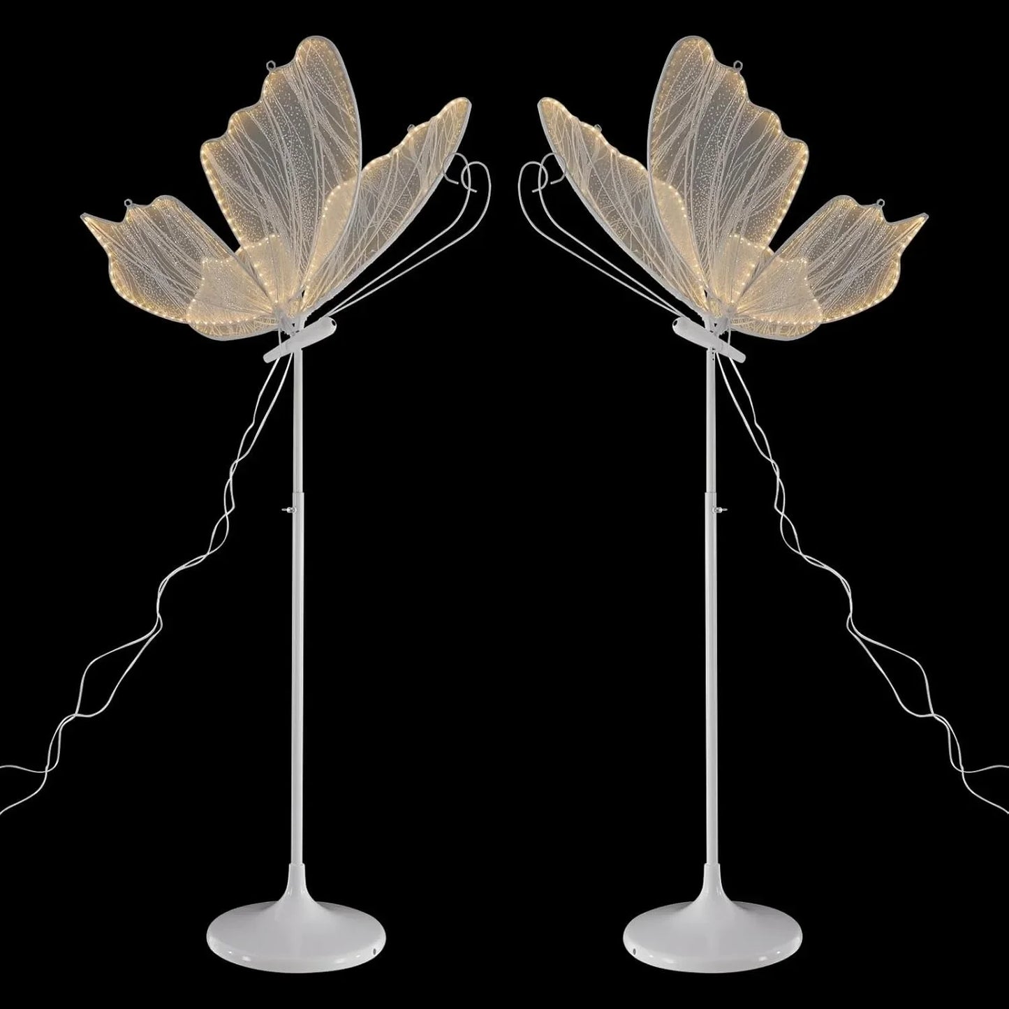 2PACKS LED Butterfly Floor Lamps Lights, 57.5-70.1" Adjustable Height Creative Hanging Decoration Props for Wedding Party Event