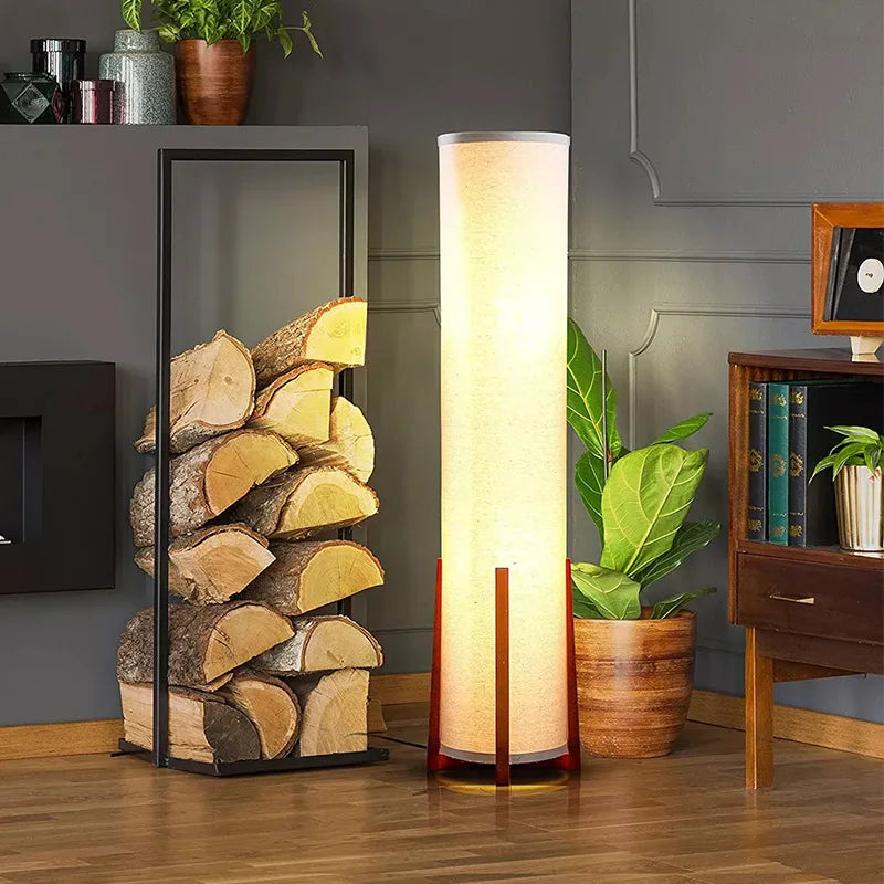 Modern Retro Solid Wood Floor Lamps Fabric Lampshade Living Room Study Reading Bedroom Bedsides LED Table Lights Luminaires