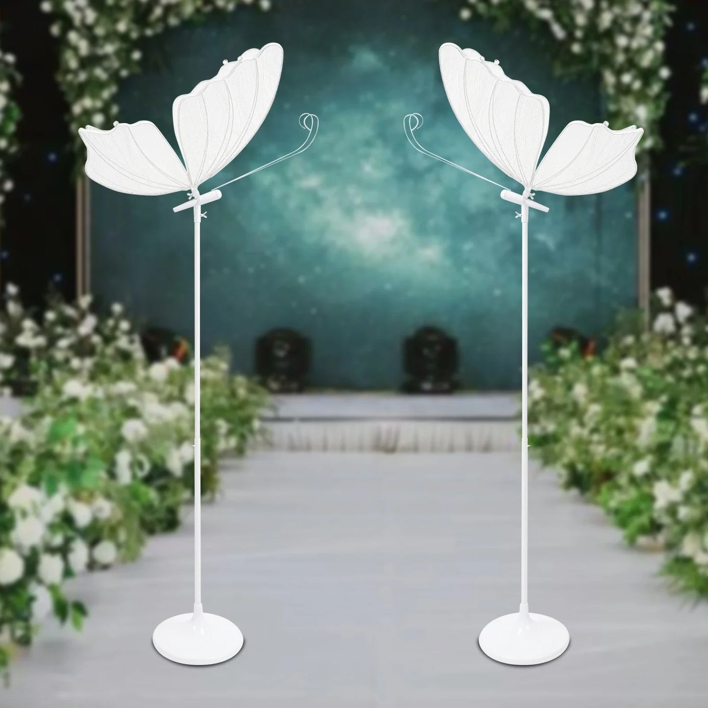 2PACKS LED Butterfly Floor Lamps Lights, 57.5-70.1" Adjustable Height Creative Hanging Decoration Props for Wedding Party Event