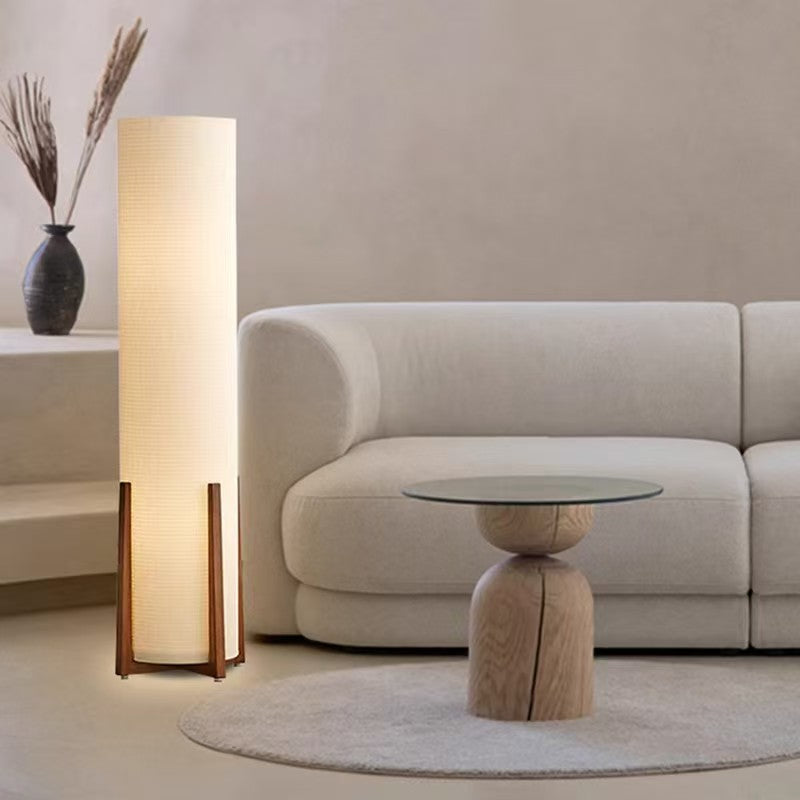 Modern Retro Solid Wood Floor Lamps Fabric Lampshade Living Room Study Reading Bedroom Bedsides LED Table Lights Luminaires