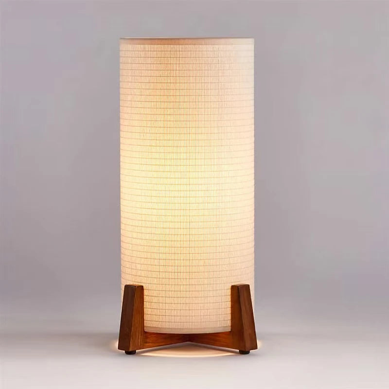 Modern Retro Solid Wood Floor Lamps Fabric Lampshade Living Room Study Reading Bedroom Bedsides LED Table Lights Luminaires
