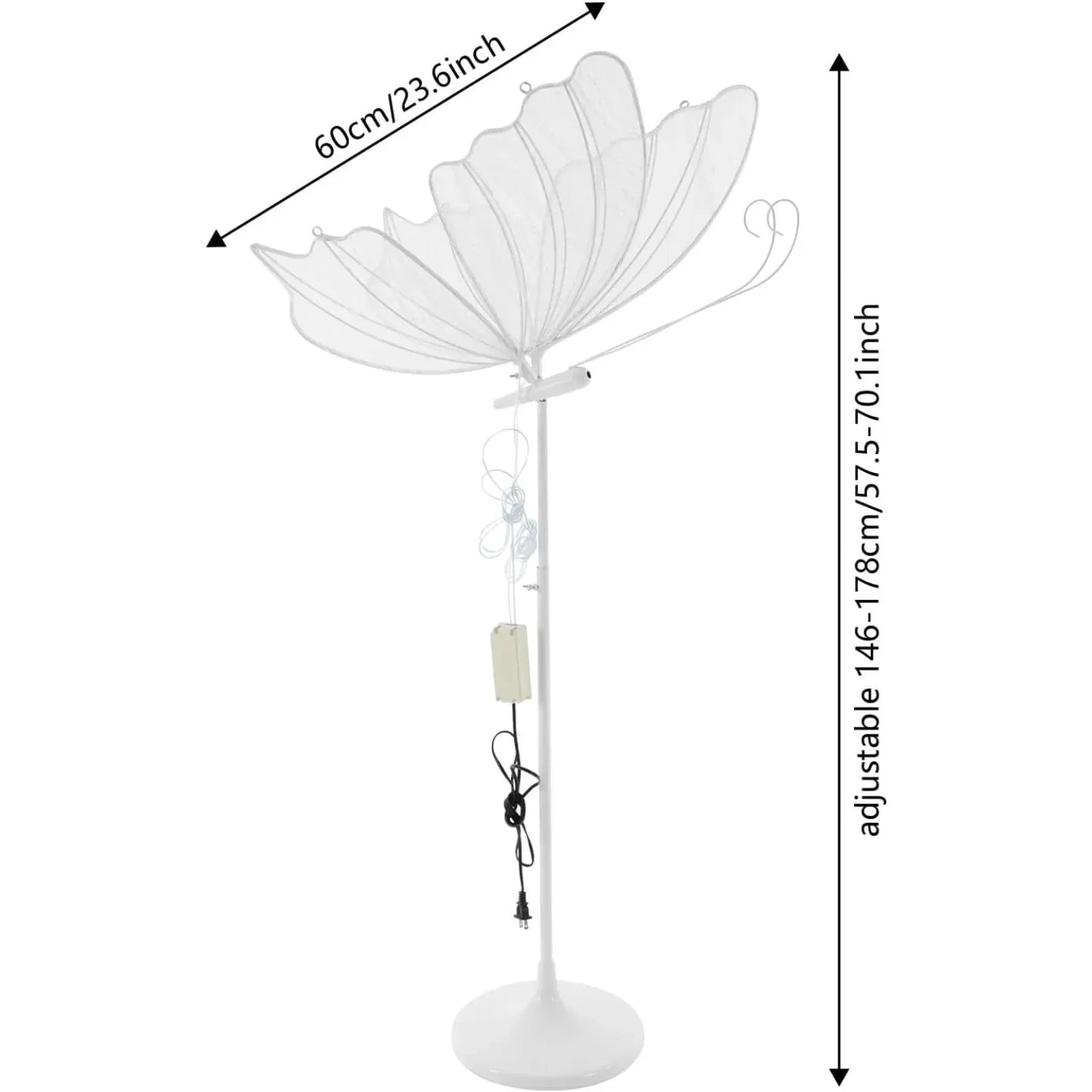 2PACKS LED Butterfly Floor Lamps Lights, 57.5-70.1" Adjustable Height Creative Hanging Decoration Props for Wedding Party Event