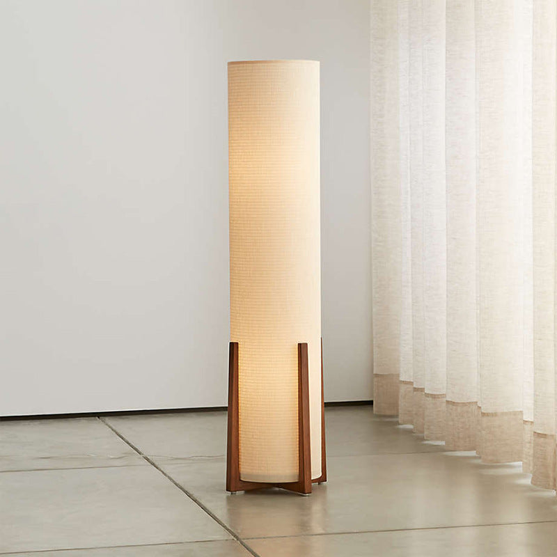 Modern Retro Solid Wood Floor Lamps Fabric Lampshade Living Room Study Reading Bedroom Bedsides LED Table Lights Luminaires