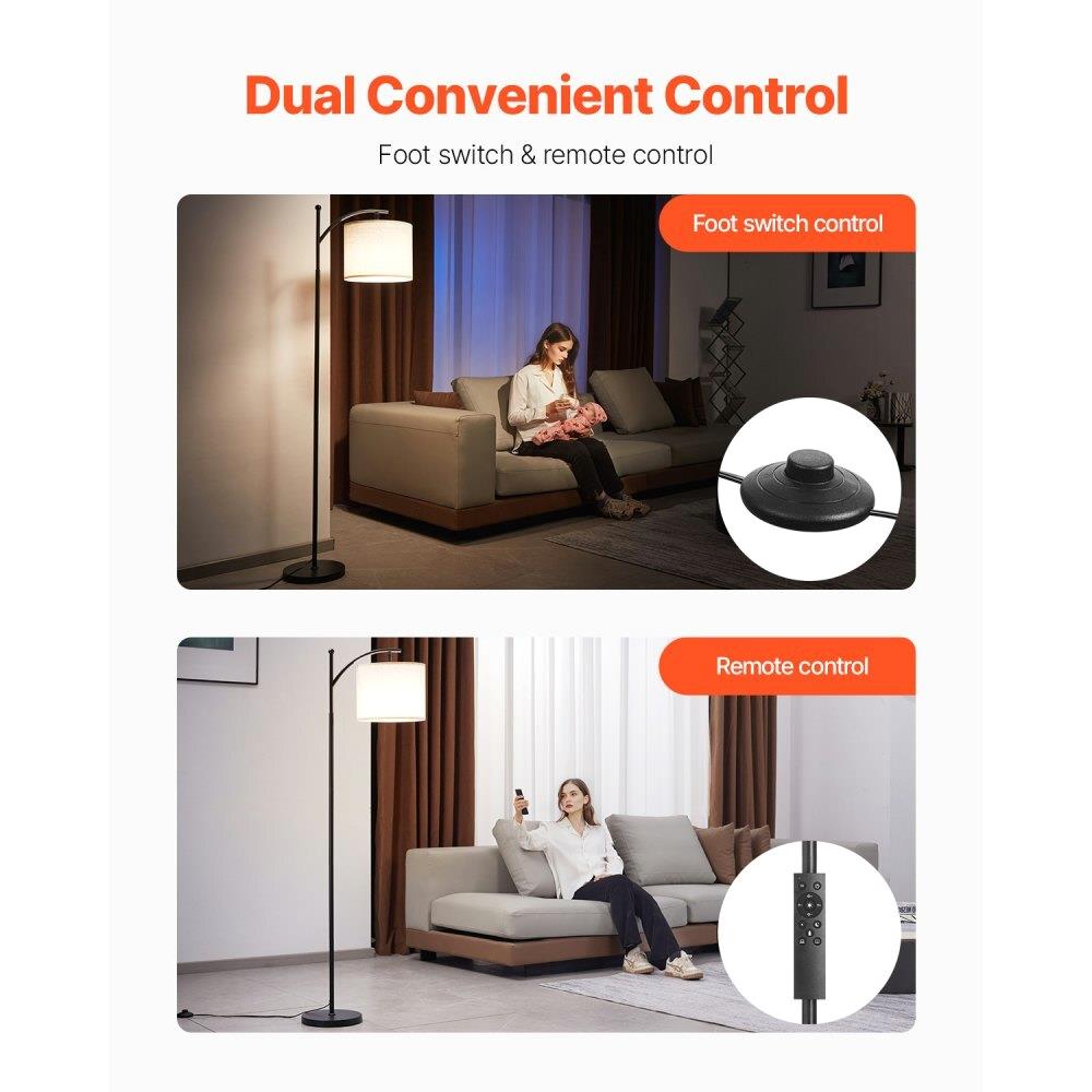 Dimmable Floor Lamp with Remote Control Adjustable Color Temperature for Living Room Lighting