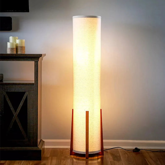 Modern Retro Solid Wood Floor Lamps Fabric Lampshade Living Room Study Reading Bedroom Bedsides LED Table Lights Luminaires