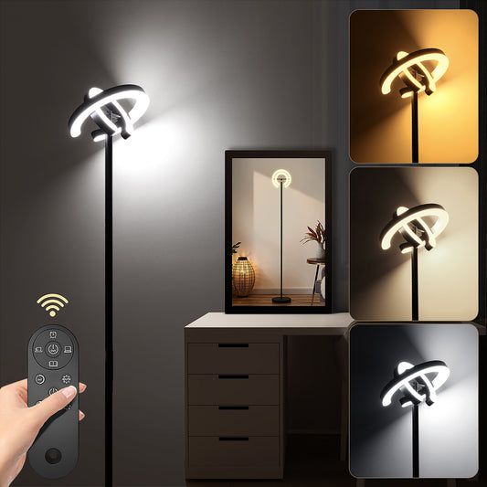 Modern Standing LED Floor Lamp with 2 Rotatable Lights, Remote & Touch Control, Bright Stepless Dimmable, Ideal for Living Room