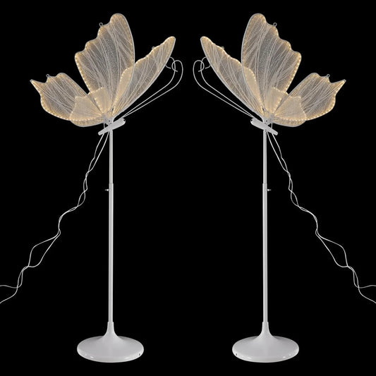 2PACKS LED Butterfly Floor Lamps Lights, 57.5-70.1" Adjustable Height Creative Hanging Decoration Props for Wedding Party Event