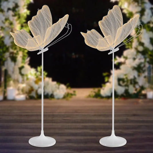 2PACKS LED Butterfly Floor Lamps Lights, 57.5-70.1" Adjustable Height Creative Hanging Decoration Props for Wedding Party Event