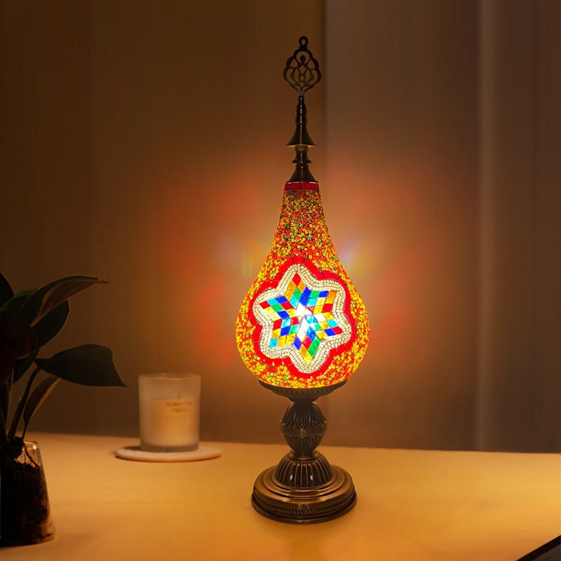 Vintage Moroccan Mosaic Handmade Gourd Shaped Table Lamp E27 Lamp Head for Bedroom Living Room Study Table