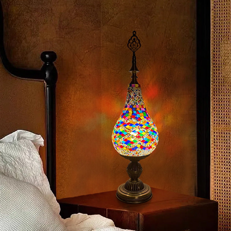 Vintage Moroccan Mosaic Handmade Gourd Shaped Table Lamp E27 Lamp Head for Bedroom Living Room Study Table