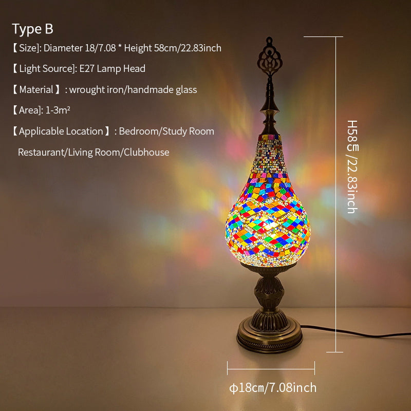 Vintage Moroccan Mosaic Handmade Gourd Shaped Table Lamp E27 Lamp Head for Bedroom Living Room Study Table