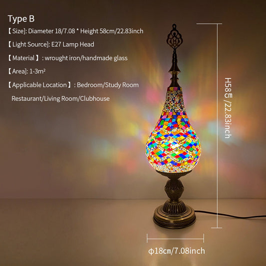 Vintage Moroccan Mosaic Handmade Gourd Shaped Table Lamp E27 Lamp Head for Bedroom Living Room Study Table