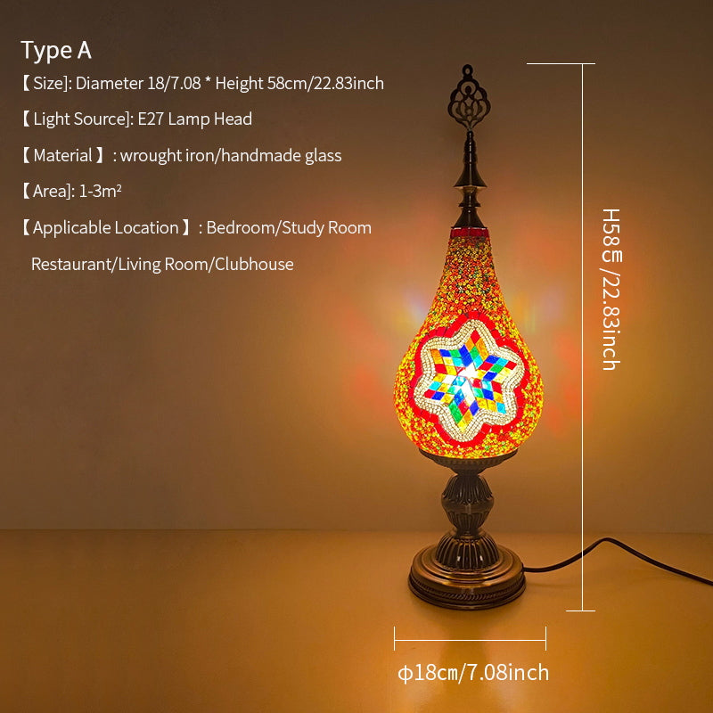 Vintage Moroccan Mosaic Handmade Gourd Shaped Table Lamp E27 Lamp Head for Bedroom Living Room Study Table